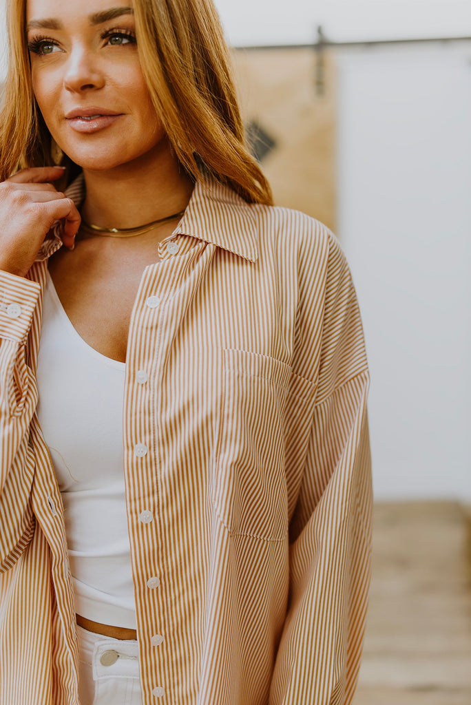 Easy On The Eyes Striped Button Up Western Shirt